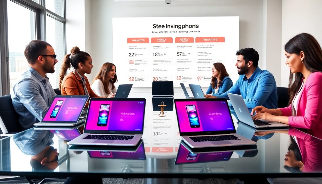 diverse team discussing Boost Mobile cell phone plans.